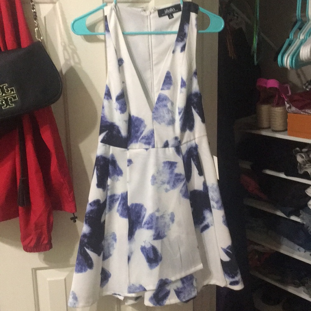 Blue and white floral dress
